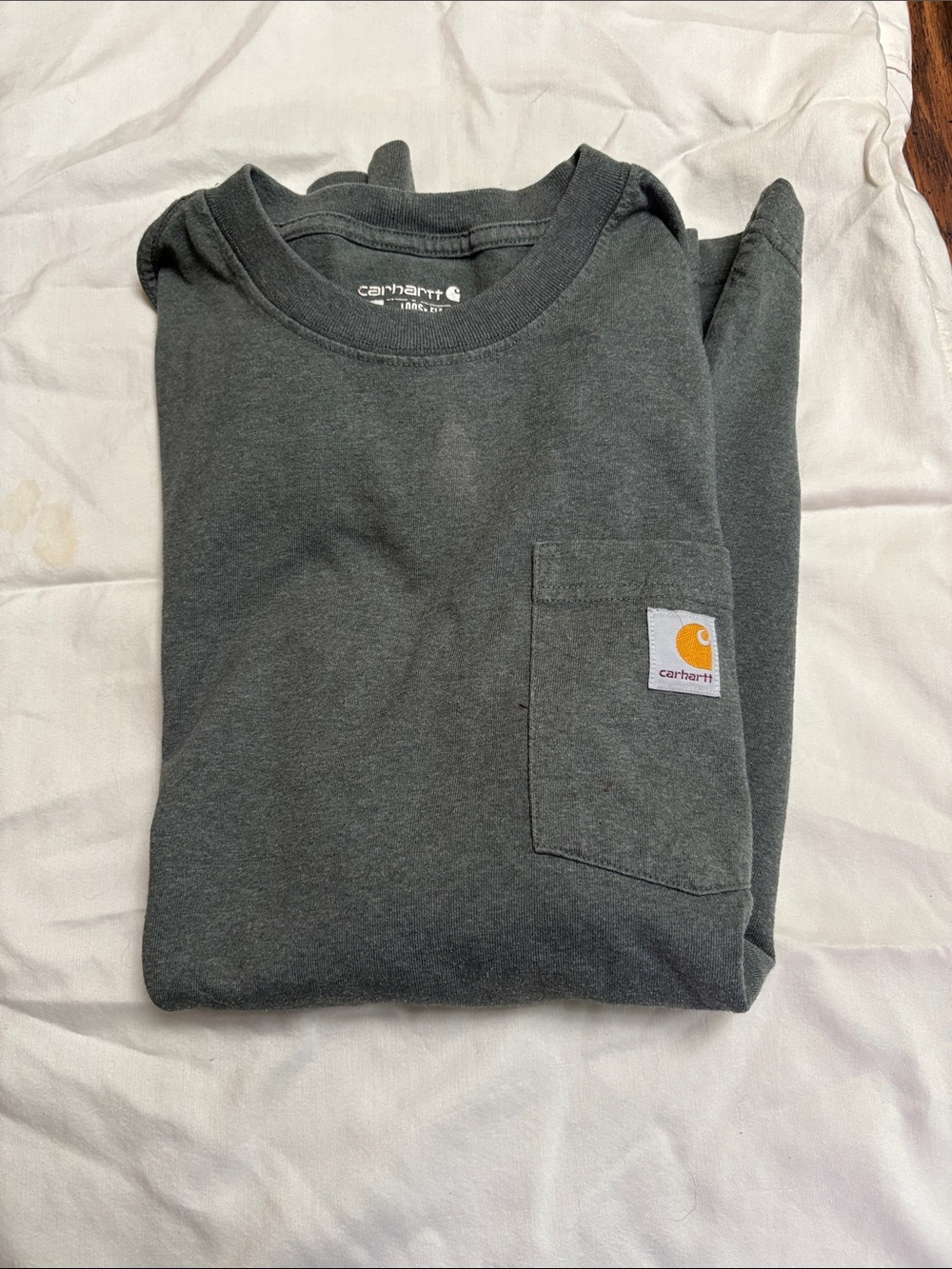 Carhartt Pocket Tee in Dark Charcoal with Gold Logo